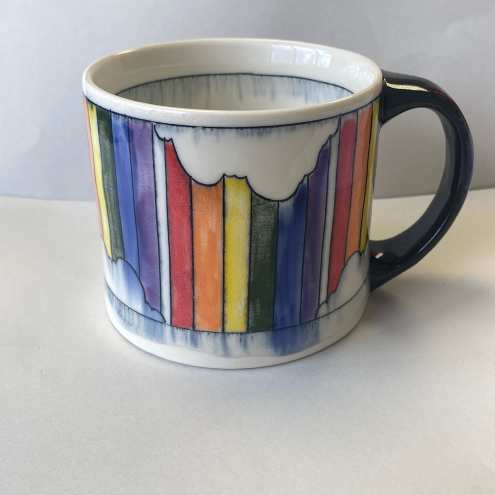 Bri Larson Small Batch Pottery Rainbow Cloud Mug Wheel Thrown Electric Fired